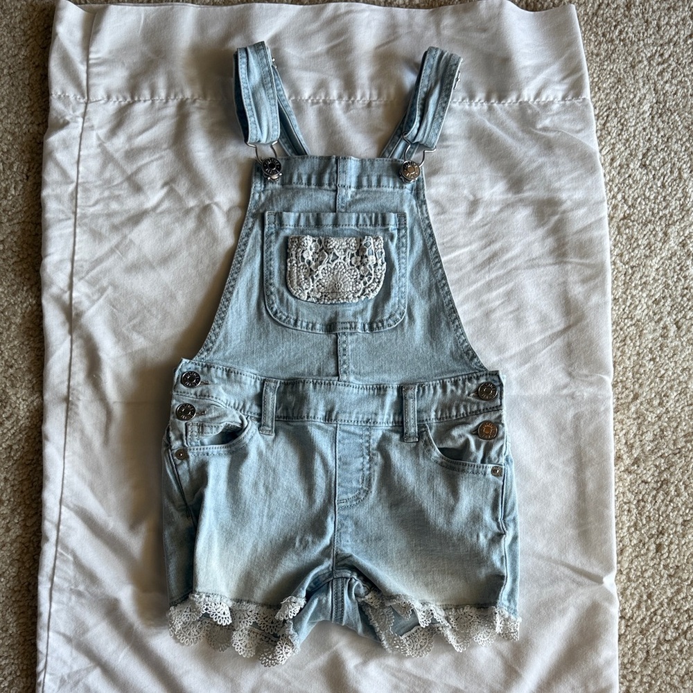 Justice Light Blue Denim Overalls
